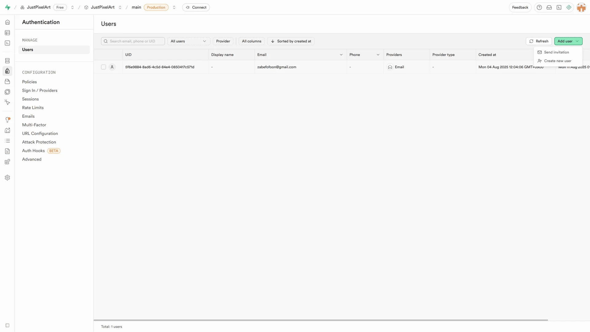 Create Supabase Admin Account